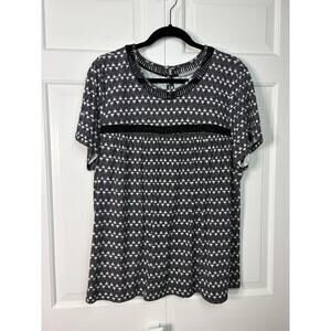 Daniel Rainn Black and White Geometric Short sleeved Top Size XL